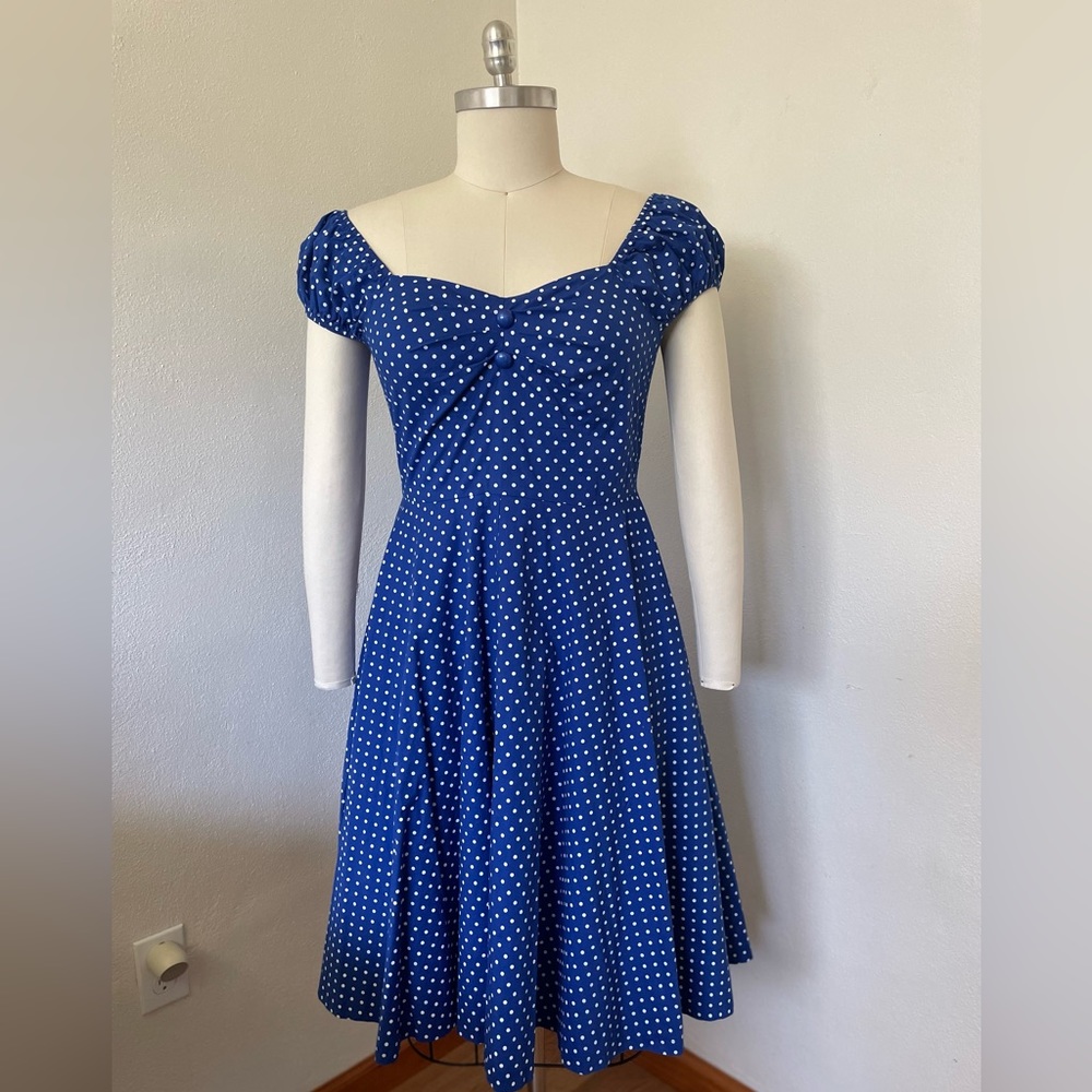 Muxxn Polka Dot Fit and Flare Swing Dress like Collectif Dolores W34